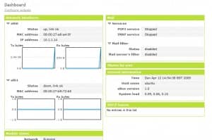 eBox dashboard gives all the info you need on your server status.