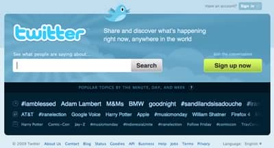 A preview of the new micro-homepage for the not-so-new micro-blogging service
